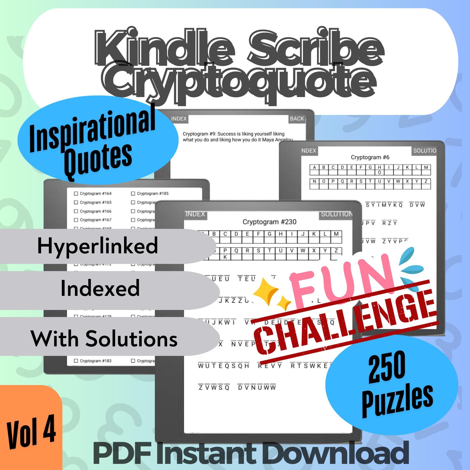 250 cryptoquote-puzzels voor volwassenen: inspirerende citaten in grote  letters (pdf-download) - Etsy België