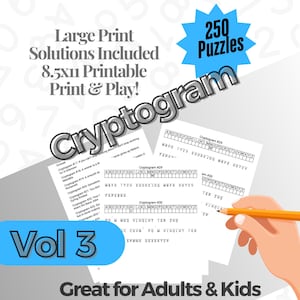 Cryptogram Puzzle Book: 250 Inspirational Quotes, Large Print (PDF Download)
