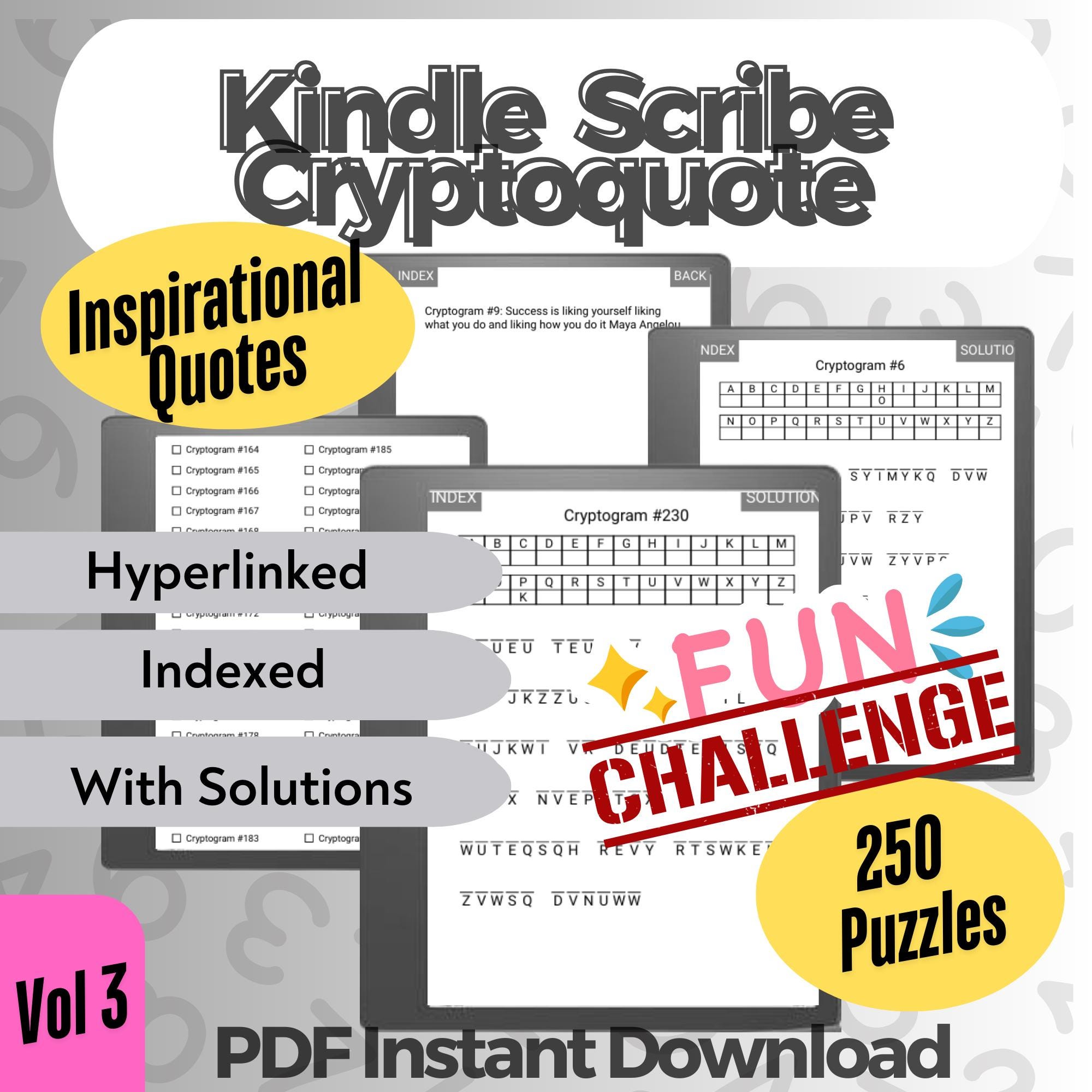 Large Print Crypto Quotes: 250 Cryptogram Puzzles for Adults (PDF Download)  - Etsy