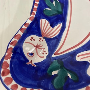 Solimene Vierti crescent shaped plate - hand painted vintage Majolica