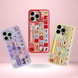 Niedliche 3D Cartoon Keyboard Hülle - Hello Kitty, Kuromi Purin | Weiche TPU Hülle für iPhone 11 12 13 14 15 16 Pro Max Plus