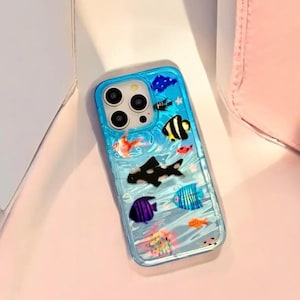 Kräuselungs-Beschaffenheits-Aquaria-reizender Fisch-Kasten für iPhone 16 15 14 13 11 Pro Max plus zurück für Telefon-Abdeckung 12 Pro Max