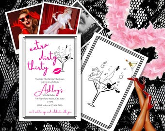 Dirty 30th Birthday Invitation, Martini Theme (Digital Download)