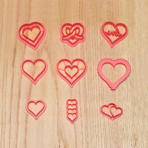 Heart Clay Cutter - 9 Valentine’s Polymer Clay Cutters - Love Shape Cutters - Polymer clay tools - Earrings Cutter - Jewellery clay tools