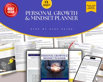 Personal Growth & Mindset Planner, Self-Improvement Digital Workbook, Daily Reflection Journal, Printable PDF, Instant Download