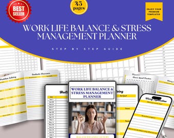 Work Life Balance and Stress Management Planner, Routine Organizer, Productivity Journal, Goal Setting Notebook, Daily Planner