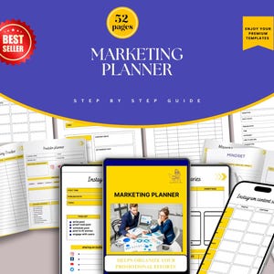 Comprehensive Marketing Planner, PR Strategy Notebook, Marketing Campaign Planner, Market Analysis Organizer, Planner for Entrepreneurs