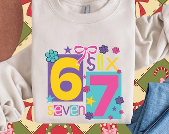 Six Seven Colorful Sweatshirt, 67 Trend Crewneck, kids 6 7 Top