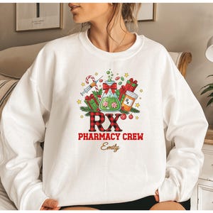 Personalized Pharmacy Crew Sweatshirt, Custom Pharmacist Name Top, Pharmacy Tech Appreciation Gift