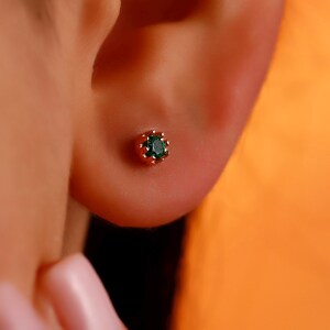 Sterling Silver Birthstone Stud Earrings: Custom Crystal Stacking Earrings