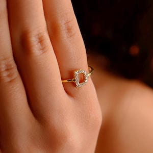Custom Pave Initial Ring, Diamond Letter Ring, Personalized Name Letter Ring, 18K Gold Filled Pave Stone Initial Ring, Gift For Her