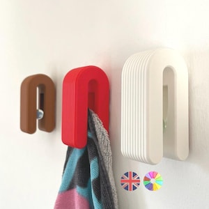 Marble Ribbed Towel Hook, Gravity Ball Style, 3M Tape, 19 Colours image 1