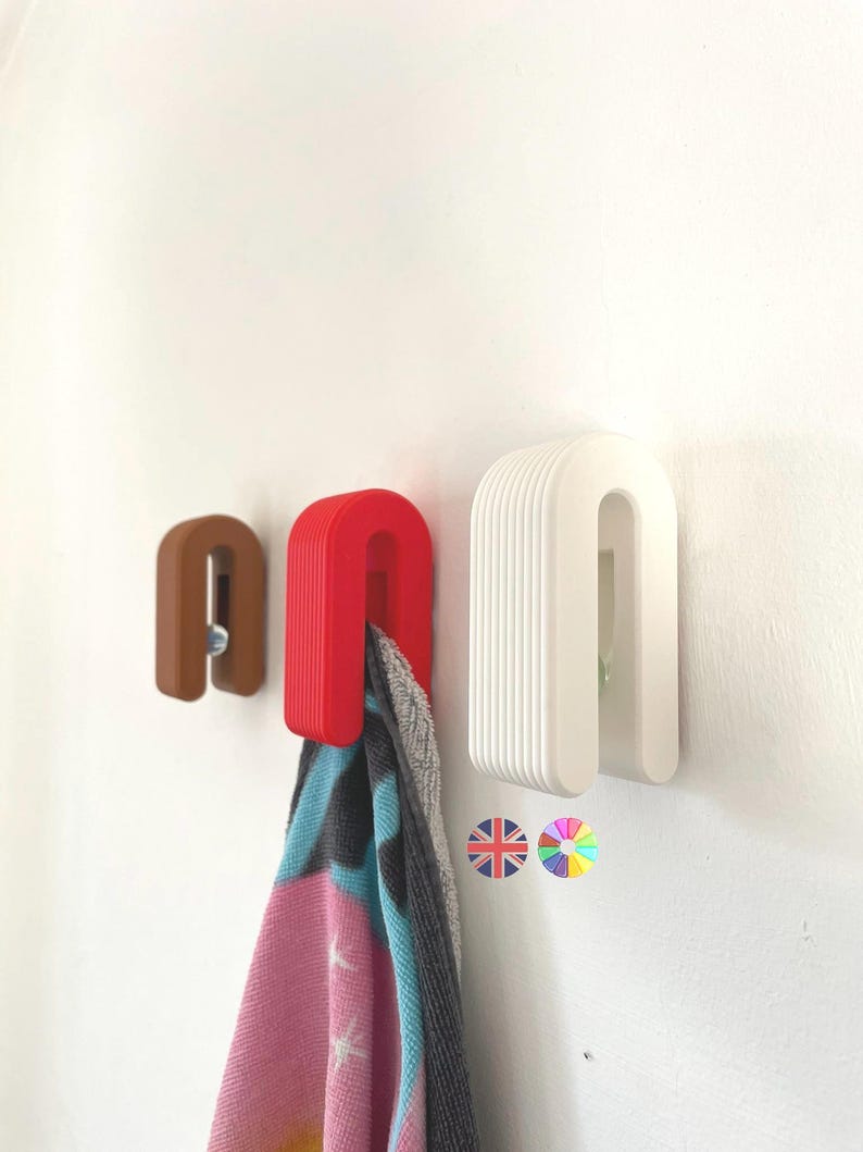 Marble Ribbed Towel Hook, Gravity Ball Style, 3M Tape, 19 Colours image 1