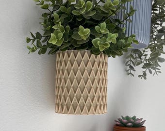 Cross Hatch Wall-Mounted Planter, Hidden Mount & Drip Tray, 4 Sizes, 2 Colours