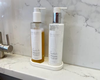 Soporte para jabón de manos compatible con botellas blancas de 250 ml (8,5 onzas líquidas) / Dispensador de baño de lujo - 20 colores