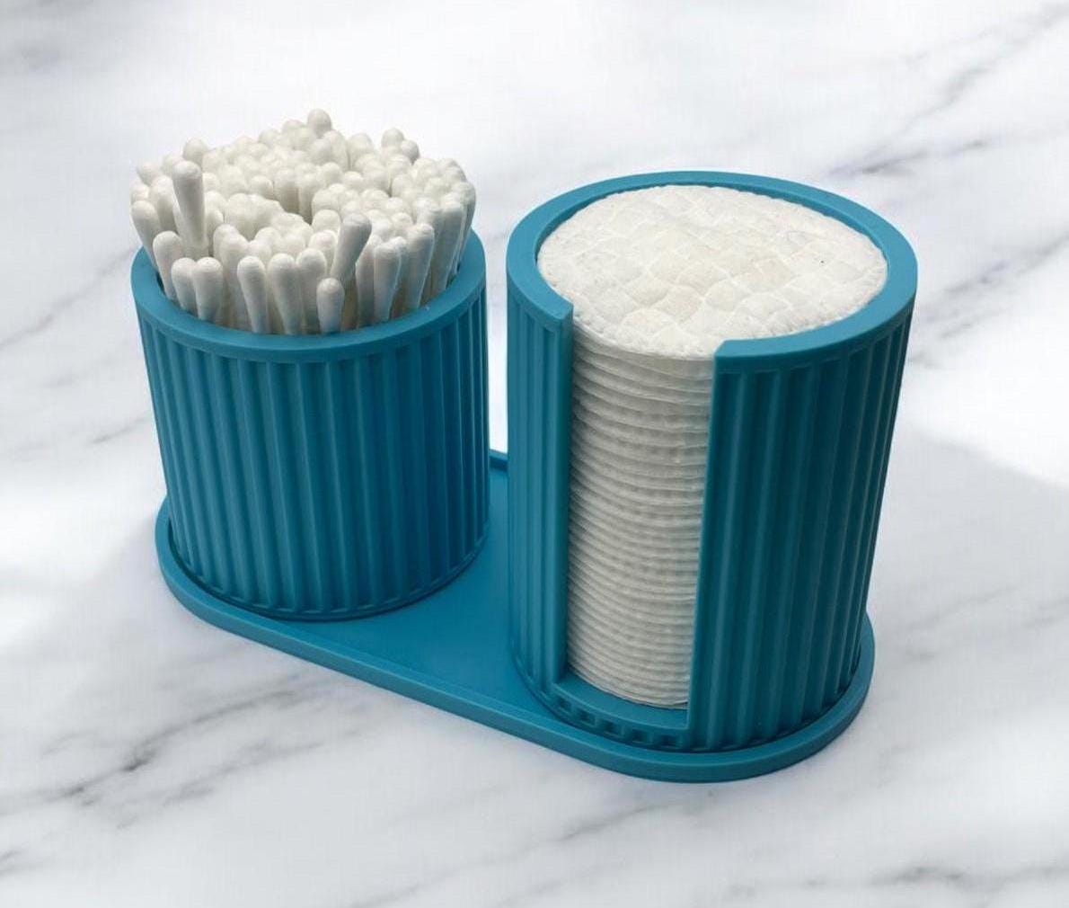 RockTrend Clear Plastic Cotton Swab Holder – Acrylic Dispenser With Silicone Seal, 3.3x3.7 Inch, Green