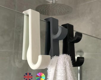 Gancho para ducha de cristal / Uno o dos ganchos / Se adapta a cristales de hasta 11 mm / 19 colores / Gancho de baño sin taladro para toallas, escurridores y más