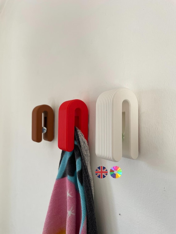 Marble Ribbed Towel Hook, Gravity Ball Style, 3M Tape, 19 Colours