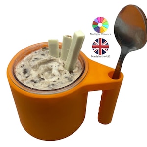 Ninja CREAMi Container Coozie Handle Accessory w/ Spoon Slot – 19 Colours – Ergonomic & Stylish Ninja Creami Add-On 3D Printed