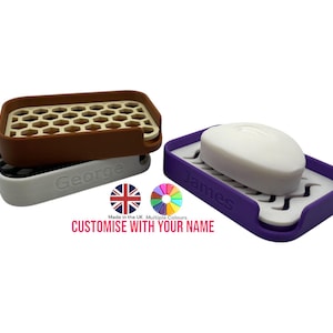 Personalised Soap Dish 3D Printed | Custom Text Personalized Bathroom Tray, Housewarming Gift, New Home Present, Soap Bar 19 Colours