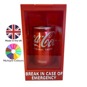 Glas brechen im Notfall Wand Display - 150ml Miniatur Dose - Lustige 3D Gedruckte Haus und Büro Dekoration - Cola Display