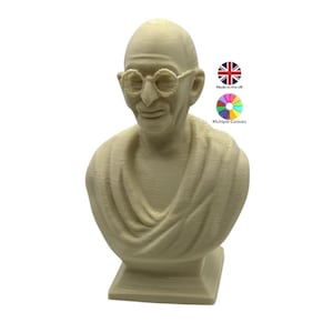 3D Printed Mahatma Gandhi Bust – Peace Leader Sculpture in 19 Colours & Multiple Sizes | Inspirational Décor | Indian History Gift
