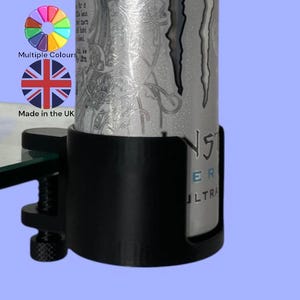 Desk Clamp Cup Holder for 500ml Drinks Can - Table organiser Drink attachment mount | 19 Colours | 3D-Printed