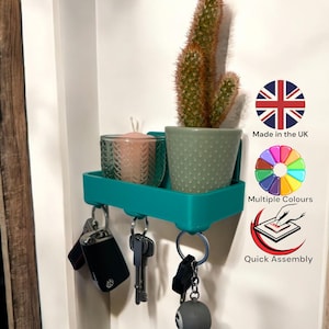 Minimalistic Wall Shelf Key Holder with Hidden Magnets – 19 Colours & 3M Tape Included!