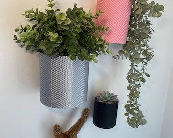 Spiral Wall-Mounted Planter, Hidden Mount & Drip Tray, 4 Sizes, 20 Colours