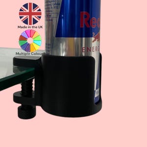Desk Clamp Cup Holder for 250ml Drinks Can - Table organiser Drink attachment mount | 19 Colours | 3D-Printed