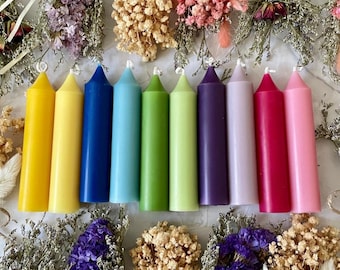 Velas cónicas de cera de soja de 10 cm (4"): 100 % naturales y artesanales para altares, hechizos, rituales, meditación e intenciones wiccanas.