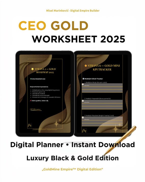 Digital Goldmine CEO Worksheet (PDF) | Business Focus & Decision System | Digital Product Planner for Entrepreneurs