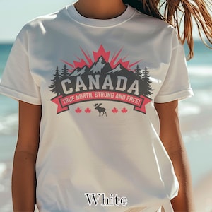 Canada T-Shirt, True North Strong and Free Tee, Canadian Pride Shirt, Maple Leaf and Moose Graphic, Patriotic Canada Apparel