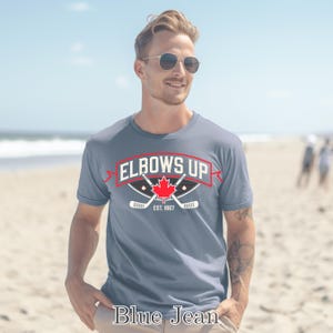 Elbows Up Canada T-Shirt, Colorful Canadian Pride Tee, True North Strong and Free Shirt, Patriotic Maple Leaf Design, Canada Hockey Tshirt