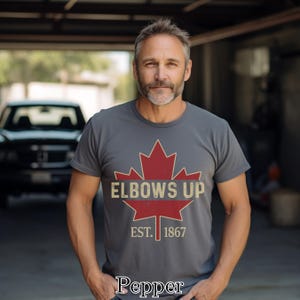 Elbows Up T-Shirt, Canadian Maple Leaf Tee, Est. 1867 Shirt, Canada Day Pride Shirt, Vintage Hockey Style T-Shirt, Patriotic Tshirt