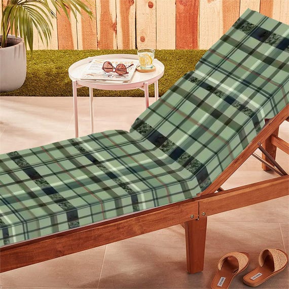 Earthy Green Plaid Chaise Lounge Cushion – 3