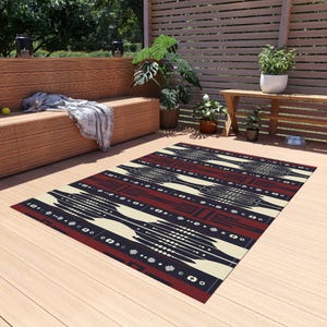 Outdoor Area Rug, Boho Patio Decor, Durable Entry Mat, Stylish Deck Rug, Outdoor Living Essentials, Non-Slip Mat, No Pilling or Wrinkling