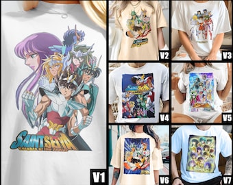 Vintage Saint Seiya V1-V7 Natural T-shirt filmposter retro vintage Katoen Heren Dames cadeau