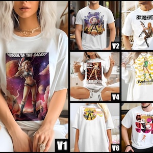 vintage Barbarella V1-V7 Natural T Shirt movie poster retro vintage Cotton Men&#39;s Women&#39;s gift present