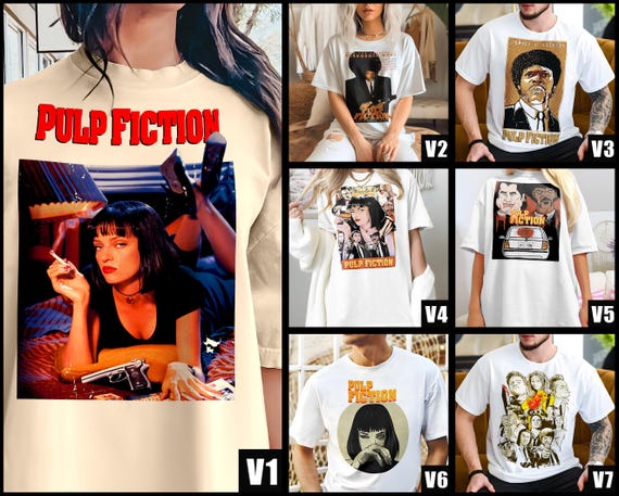 ヴィンテージ パルプフィクション V1-V7 ナチュラル Tシャツ 映画