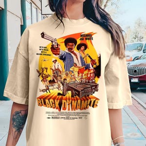 vintage Black Dynamite V1 Natural T Shirt movie poster retro vintage Cotton Men&#39;s Women&#39;s gift present