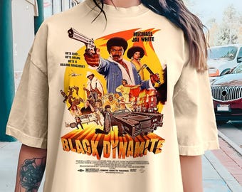 Camiseta vintage Black Dynamite V1 Natural, póster de película, retro, de algodón, para hombre y mujer, regalo