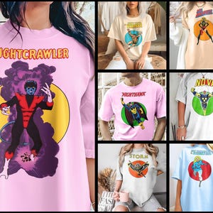 vintage Super Heroes - Nightcrawler, Namor, Nighthawk, Nova, Storm, Invisible Girl - T Shirt movie poster retro vintage Cotton