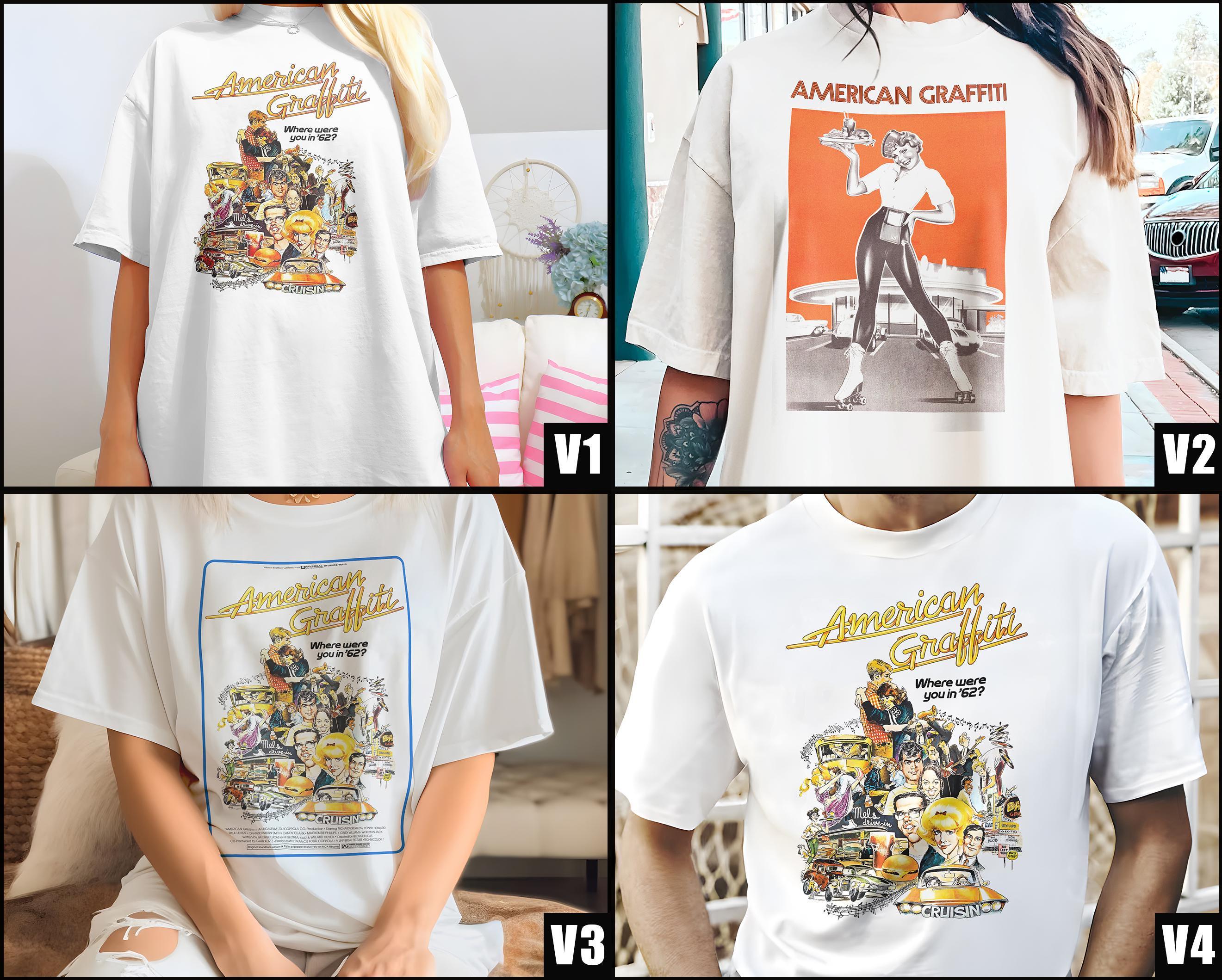 ヴィンテージ アメリカングラフィティ V1-V4 ナチュラル Tシャツ 映画