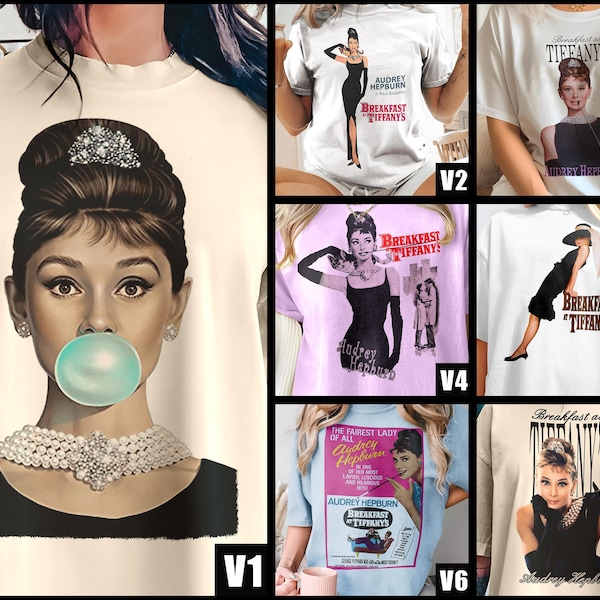 vintage Breakfast at Tiffany's - Audrey Hepburn V1-V7 Natural T Shirt movie poster retro vintage Cotton Men's Women's gift present