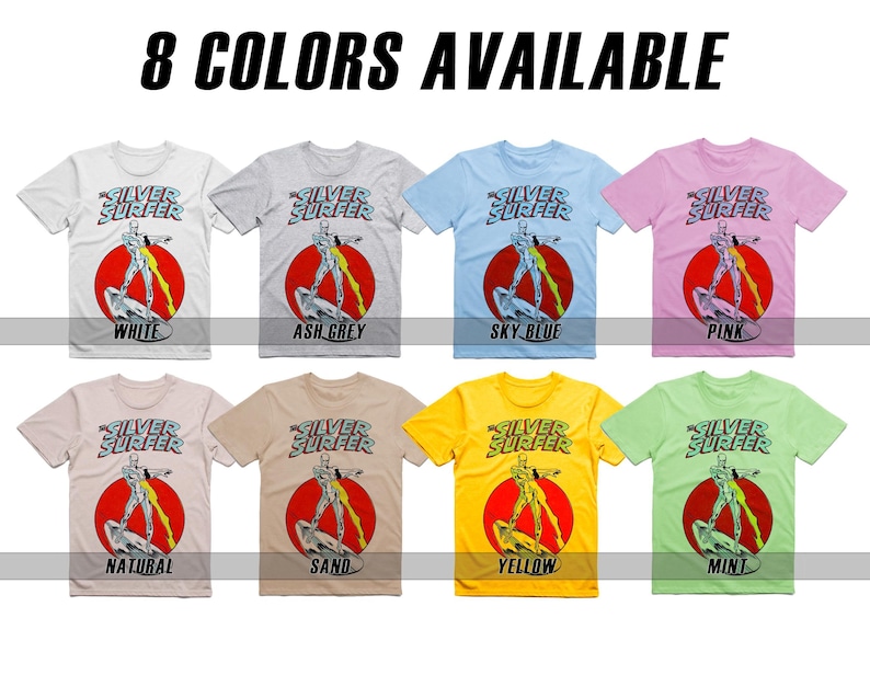 Camiseta vintage de superhéroes: Lobezno, Thor, Bruja Escarlata, Silver Surfer, La Cosa, Visión, Iron Man. Póster de película retro vintage de algodón. imagen 5
