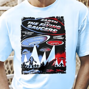 vintage Earth VS the Flying Saucers V1 Natural T Shirt movie poster retro vintage Cotton Men&#39;s Women&#39;s gift present