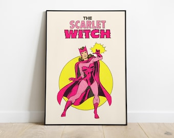 Scarlet Witch V1 Poster – Comic-Kunst, Superhelden-Retro-Dekor im Vintage-Stil