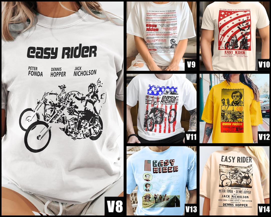 Vintage Easy Rider V8-V14 Natural T Shirt Movie Poster Retro