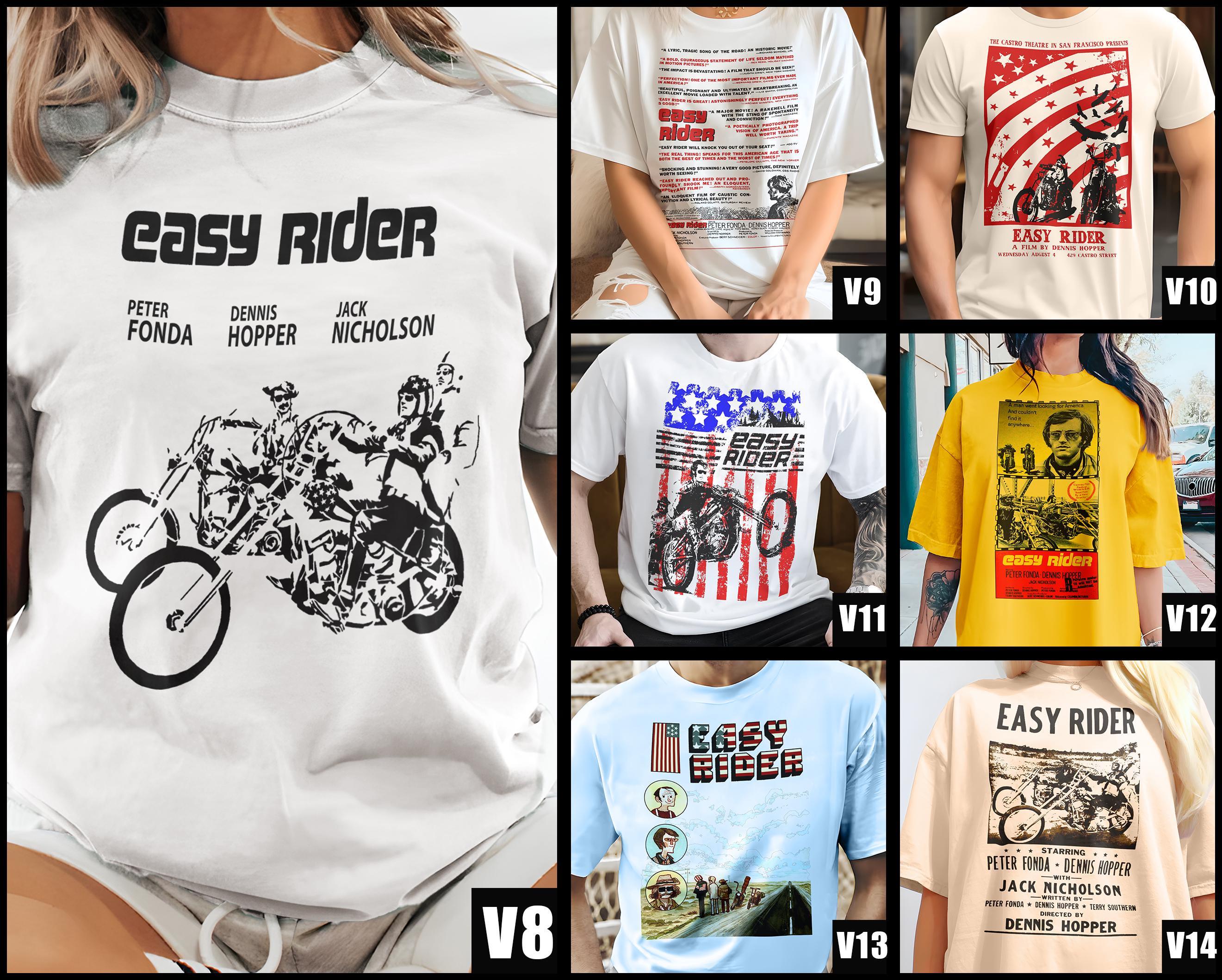 Vintage Easy Rider V8-V14 Natural T Shirt Movie Poster Retro